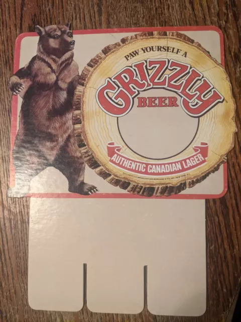 Vintage Grizzly Bear Beer Six Pack Cardboard Insert, NOS