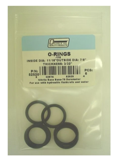 Double HH 52520 11/16 in. x 7/8 in. O-Rings, 6-Pack