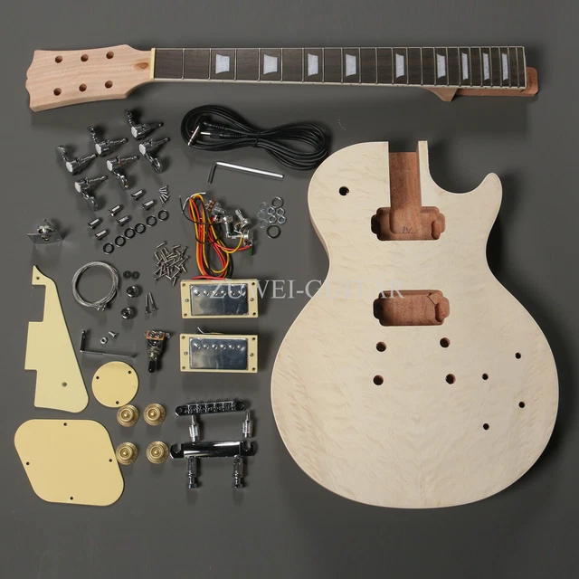UNFINISHED 1 ELECTRIC Guitar Kits Quilted Maple Top DIY Semifinished