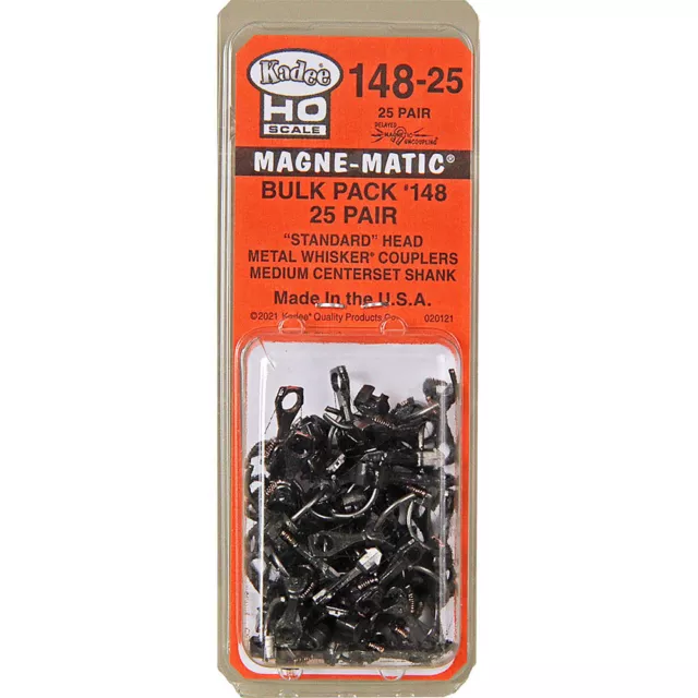 Kadee #148-25 Bulk Pack -25 pair #148 Whisker Metal Couplers - Medium HO Scale