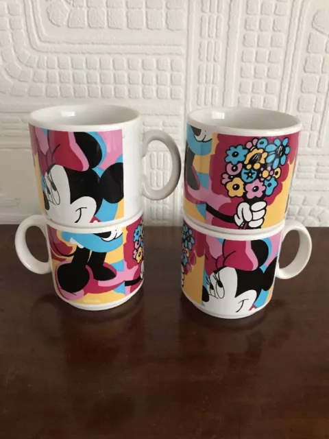 Set Of 4 Mintage Disney Minnie Mouse Childrens Mugs