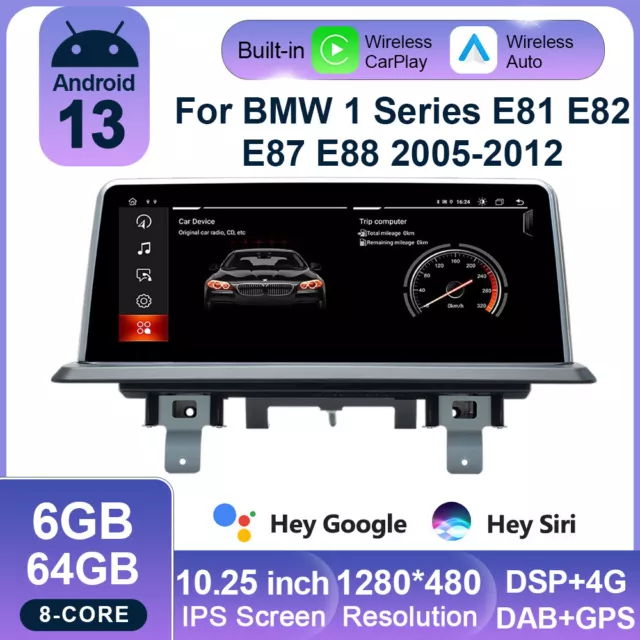 Autoradio 10,25"" Android 13 8 core GPS Navi iDrive per BMW Serie 1 E81 E82 E87 E88