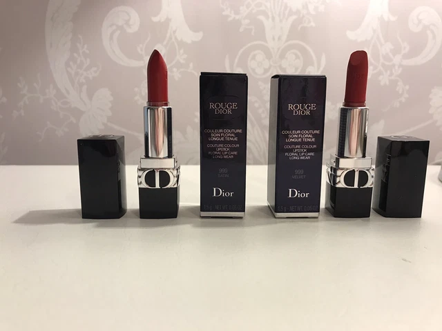 Totalmente Nuevos Lápiz labial Dior Rouge Dior Couture Color Ropa Larga 999 Satén y Terciopelo
