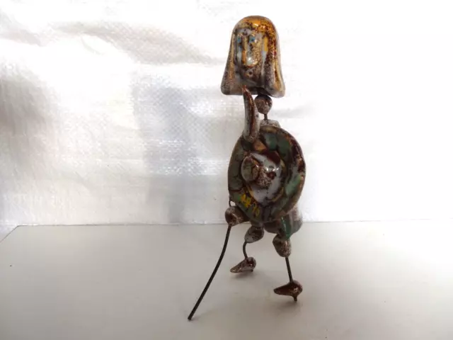 Beau Personnage Fil De Fer Et Ceramique Non Signe Accolay/Vallauris ? Sculpture