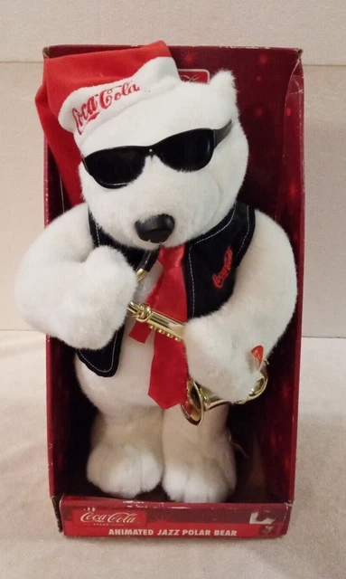 Vintage 1971 Coca-Cola animated musical jazz Christmas Polar Bear 17" tall - NIB