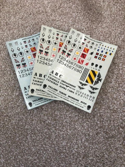 3x Imperial Guard Tank Transfer Sheets Astra Militarum Leman Russ Warhammer 40k