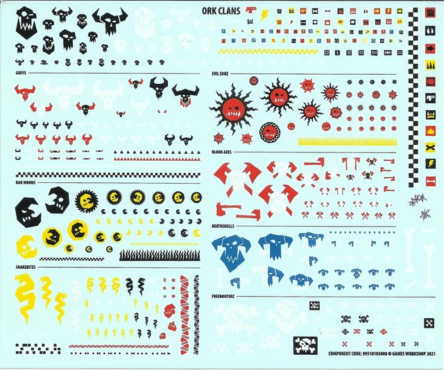 40K ORKS KOMMANDOS Transfers Ork Klans Decal Sheet 1 Sheet £1.37 ...