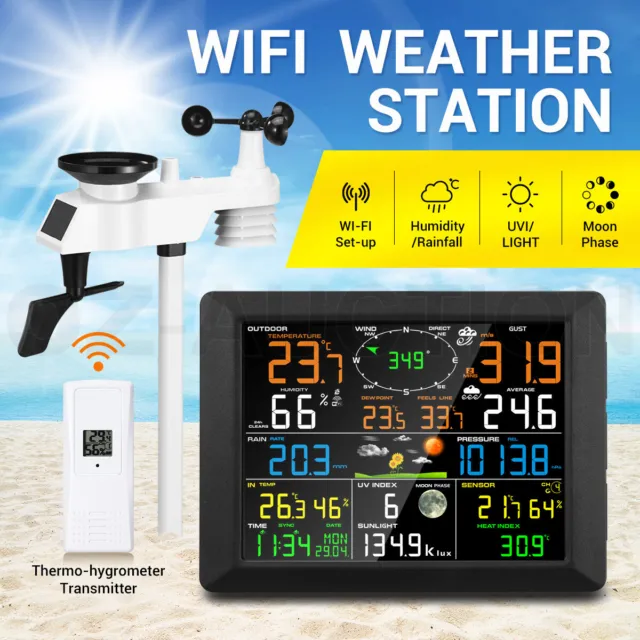 WIFI Weather Station Solar Powered for UV Light Temperature Humidity
