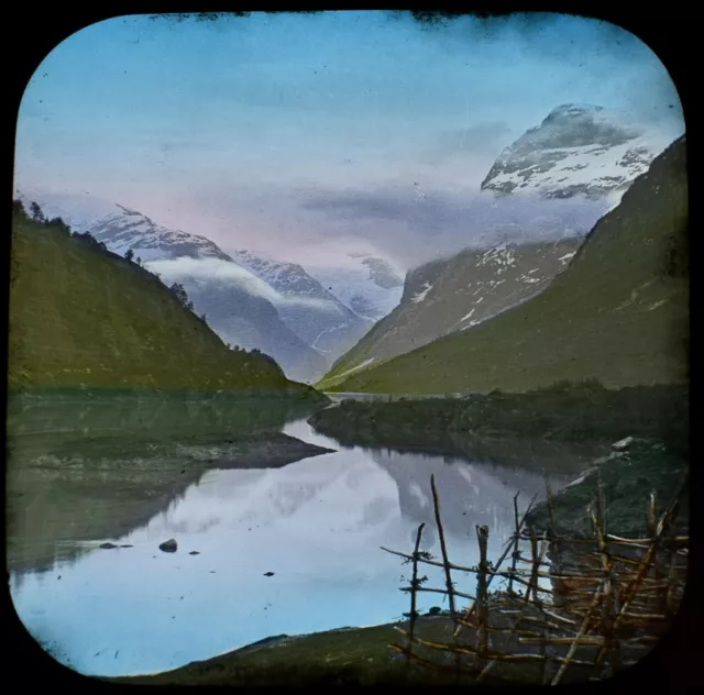 Magic Lantern Slide NORDFJORD VIEW UP THE LEON-VAND C1888 PHOTO WESTERN NORWAY