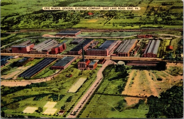 Postcard Aerial View General Electric Company Erie Pennsylvania PA 1948     W432