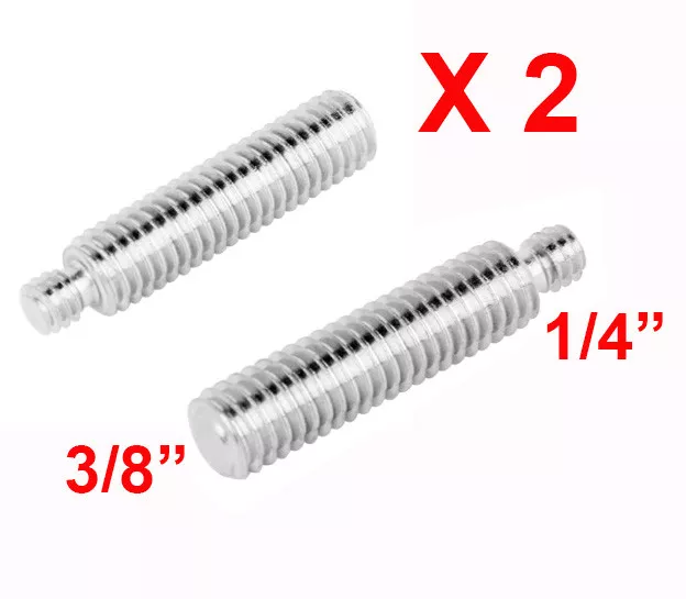 2 X Vite Raccordo Maschio Maschio 1/4" 3/8"  Treppiedi Staffe Tripoid Acciaio