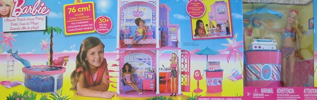 Barbie Ultimate Beach House Party! Glam Pool, BQQ, Doll and 30+ Accessories