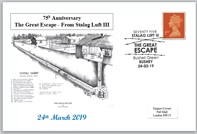 75th anniversary great escape from Stalag Luft III ww2 wwii postal card