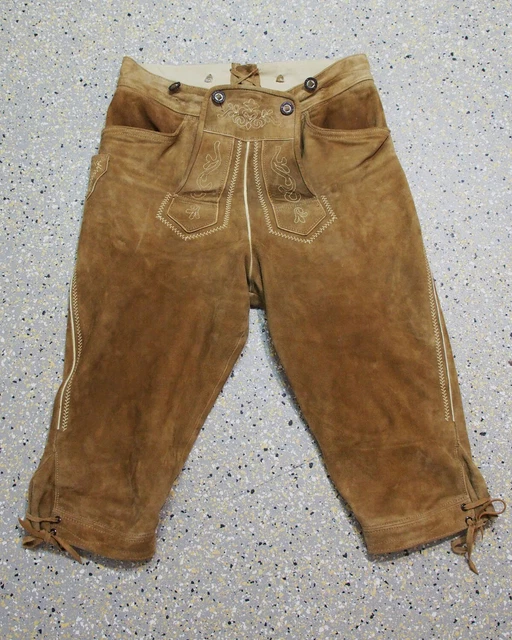 Distler Wildbock Lederhose Grösse 46 bestickt Kniebund ZB557