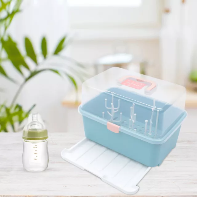 Baby Bottle Drying Rack With Cover Storage Box Large Organizer Holder US