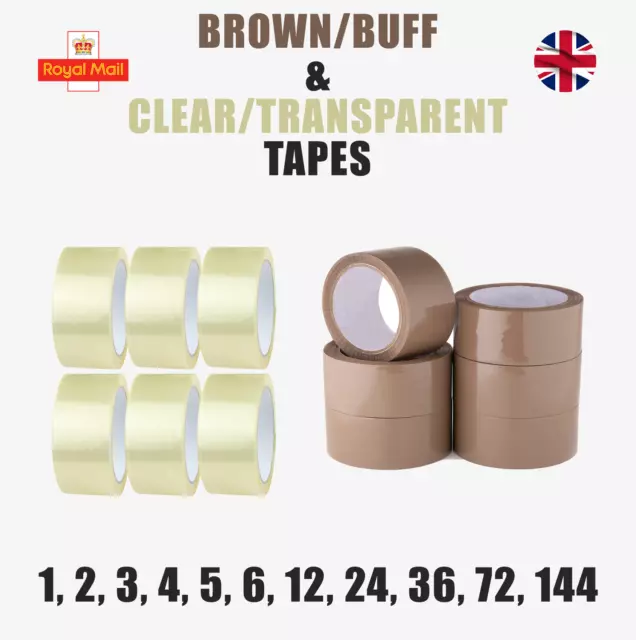 Strong Brown & Clear Parcel Packaging Tape Sellotape Carton Sealing 48Mm X 66M