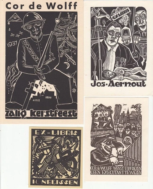2 Exlibris Bookplate 2 PF Cornelis de Wolff 1889-1963 Konvolut Lot 1