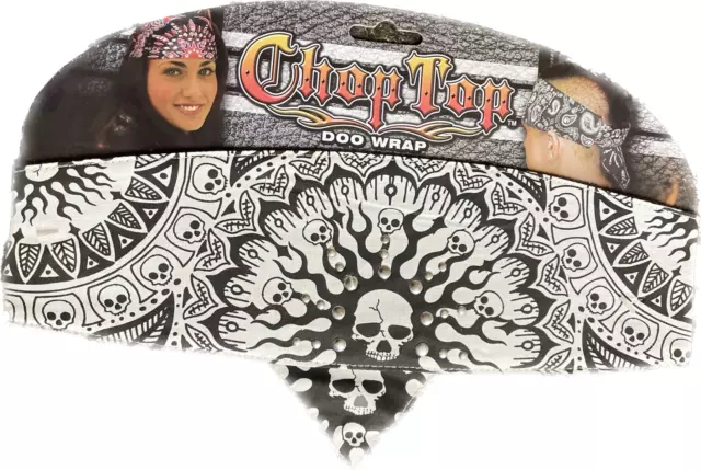 White Solar Skull Paisley Skull Chop Top Bandanna Head Wrap Sweatband Headband