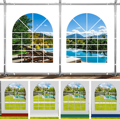 Seitenteil Seitenwand 2x2m PVC für Partyzelt Pavillon mit Fenster grün eckig 