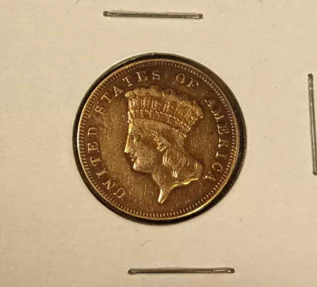 1874 Three Dollar Indian Gold Coin $3 - Circulated, Nice Details - Rare Coin