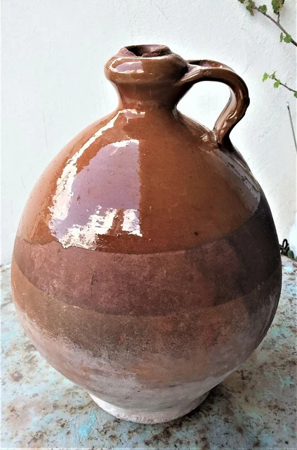Ancienne Poterie en terre cuite vernissée - Cruche à eau - PROVENCE