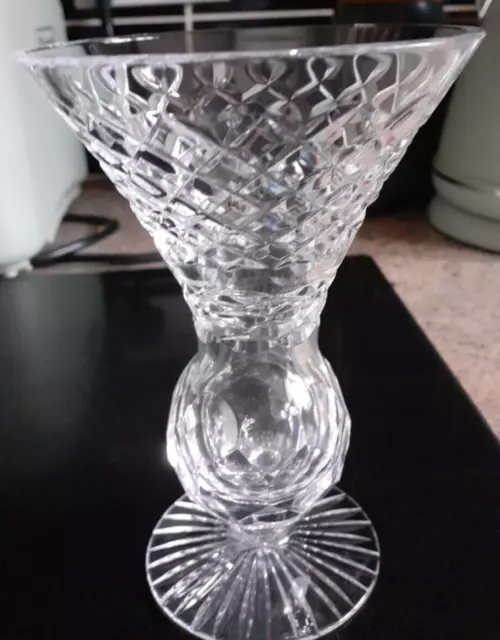 Vintage Hand Cut Crystal Glass Footed Bud Vase 135mm inch tall