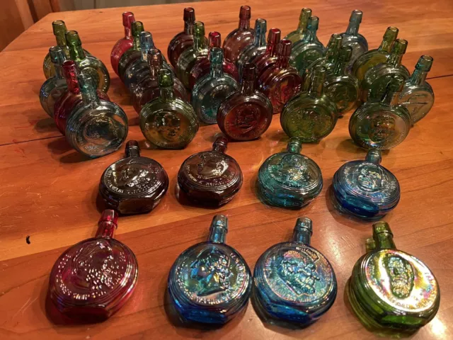 1970s Wheaton Carnival Glass Mini President Bottles - Complete Set of 37 & Bonus
