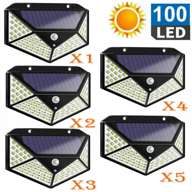 Kit Faretto Fotovoltaico Esterno Luce Solare 100 Led Ricaricabile Sensore Movime