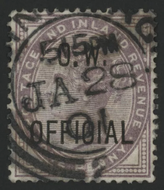 SGO33 Official O.W/OFFICIAL 1896-02 1d Lilac, used with squared circle ds.