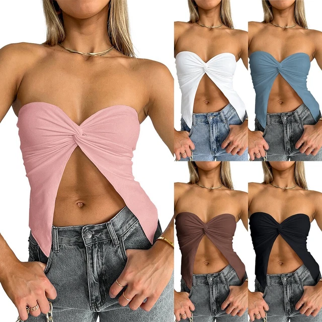 Top da Donna Sexy Lieve Elasticizzato Morbido senza Spalline Estivo Viaggio