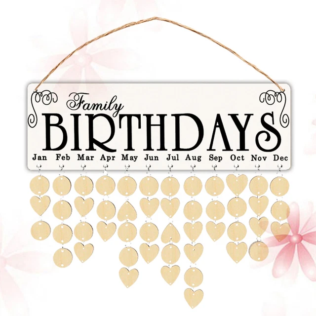 Anyasen 100 Pièces Plaques Calendrier Anniversaire En Bois - DIY Rondes Et Cœurs Avec Anneaux Pour Décoration Famille