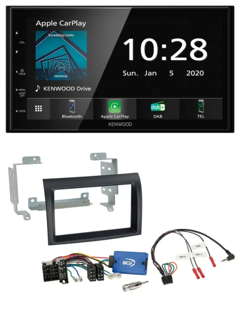 Kenwood Bluetooth Lenkrad DAB USB 2DIN Autoradio für Citroen Peugeot Fiat schwar