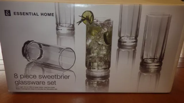 Juego de vasos de cristalería Sweetbriar nuevo en caja hecho en EE. UU. 16,5 oz cristal sin plomo