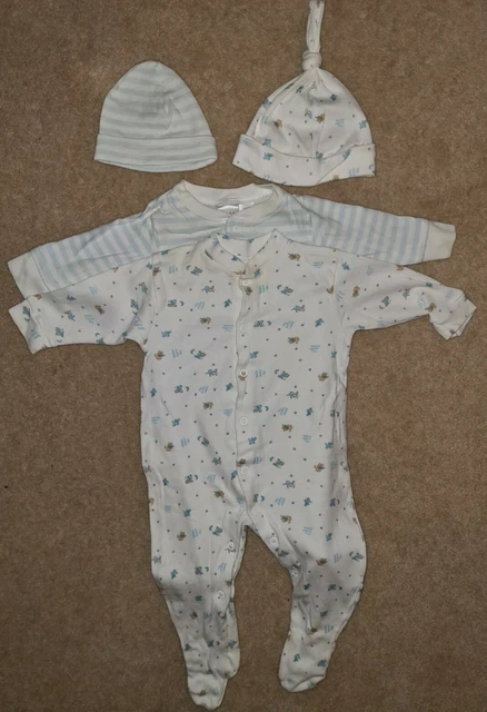 Bundle Of Baby Boy Sleepsuits Babygrows Hats 3-6 Months
