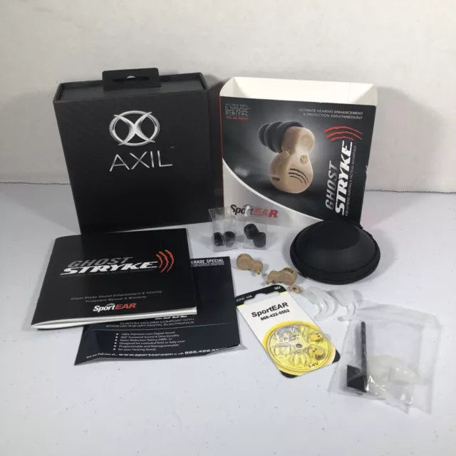 READ DESCRIPTION SportEar Ghost Stryke Electronic Ear Protection Earbuds TAN