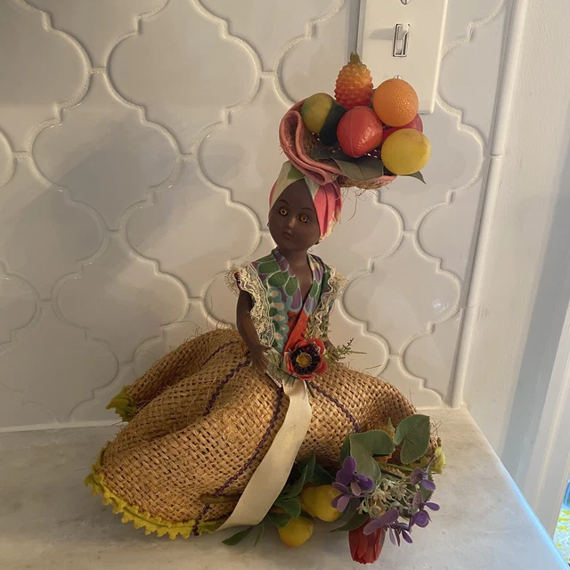 VINTAGE DOLL CARMEN Miranda Likeness Chiquita Banana Lady Fruit Raffia Dress 18.50 PicClick