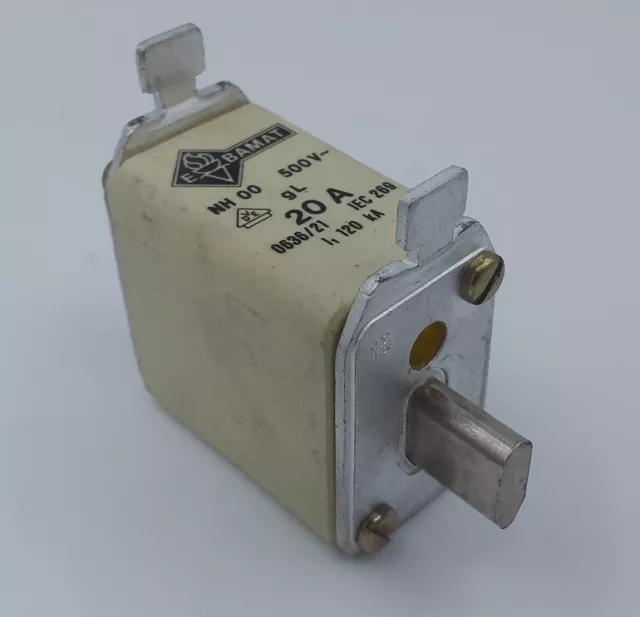 3x Bals Bamat Nh 00 0636/21 Fusible 20A 500V Dispositif de Sécurité de Lame NH00 3