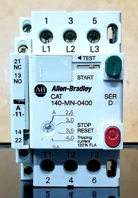 Allen-Bradley 140-MN-0400 Manual Motor Starter 2.5-4A 600V 16A 140-A11 contact