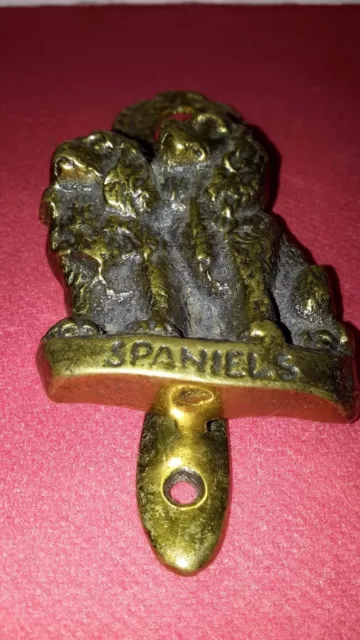 Heurtoir/marteau de porte en bronze représentant 2 cockers spaniels