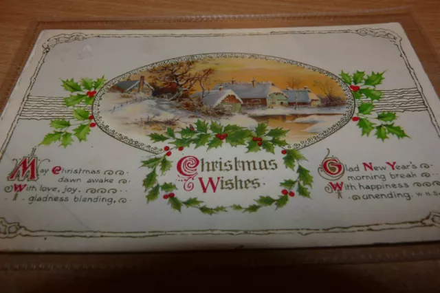 Vintage Christmas Card  Dated 1913 . Christmas Wishes - Rare Look!
