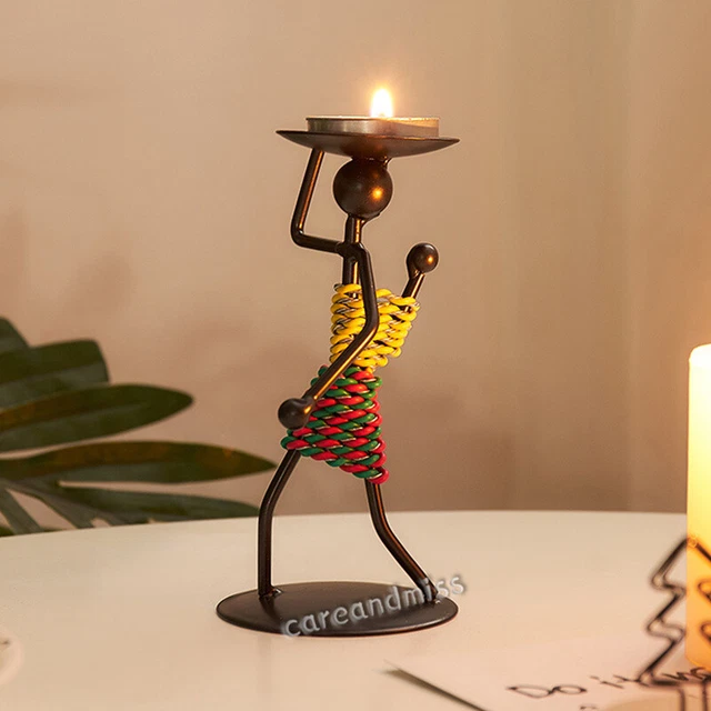 Retro Creative Wrought Iron Doll Candlestick Home Bedroom Romantic Candle Holder 3