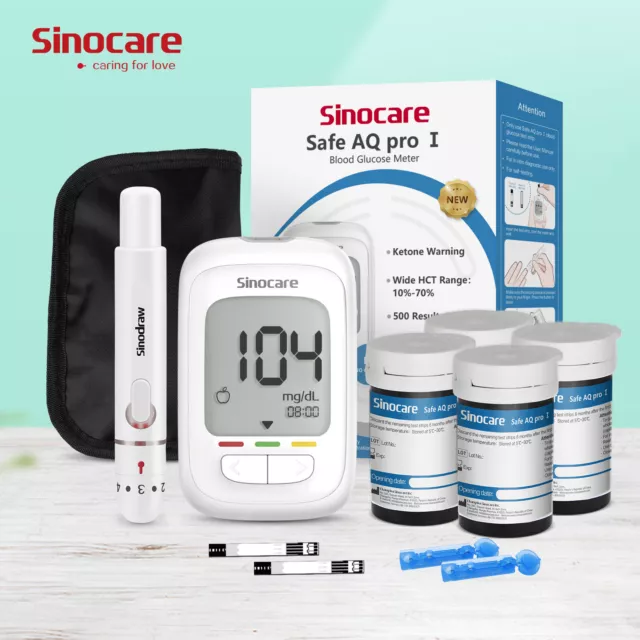 Sinocare AQ Pro I Medidor de glucosa en sangre de precisión Set * 100 tiras