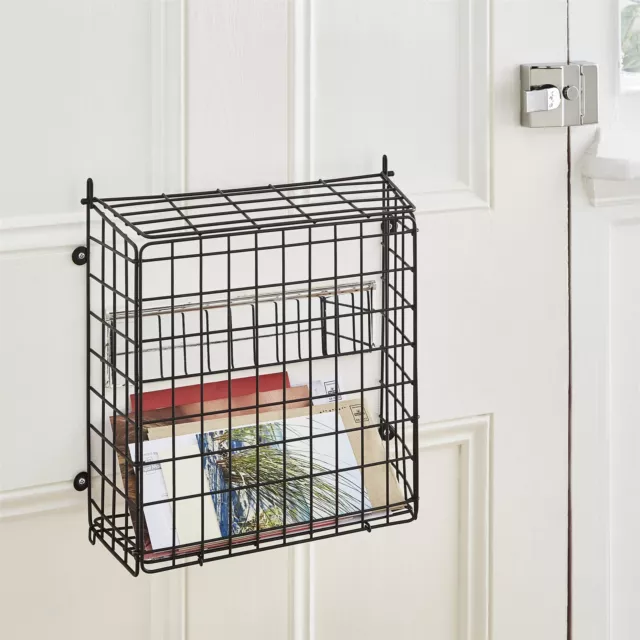 Letter Box gabbia raccoglitore postale nera con coperchio di sicurezza sollevatore include fissaggi