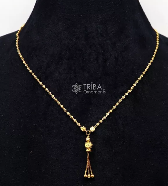 22kt 91.6% pure yellow gold 2mm small beads chain necklace girls gifting ch576