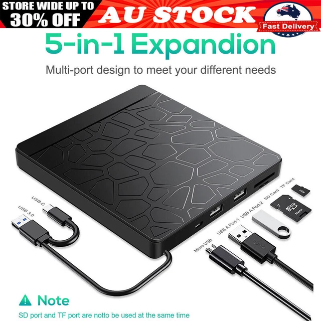 Slim External CD DVD-RW Drive USB 3.0 Writer Burner Player For Laptop PC HP Mac