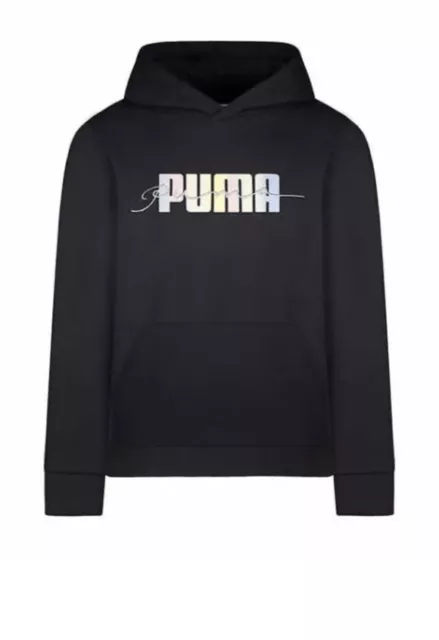 PUMA Youth Girls Hoodie, Ultrasoft French Terry,  Long Sleeve, Black Small (7/8)