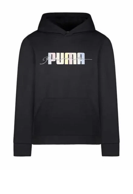 PUMA Youth Girls Hoodie, Ultrasoft French Terry,  Long Sleeve, Black Small (7/8)