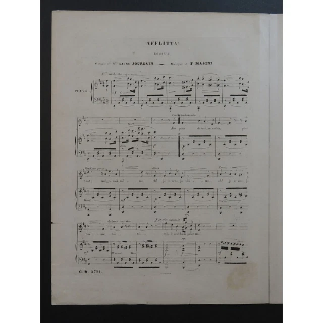 MASINI F. Afflitta Chant Piano ca1860 3