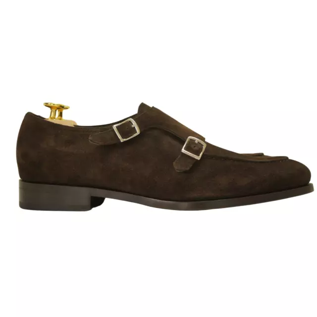 Men Suitsupply Brown Double Monk Strap IN Italian Calf Suede EU43.5 UK9.5 US10.5