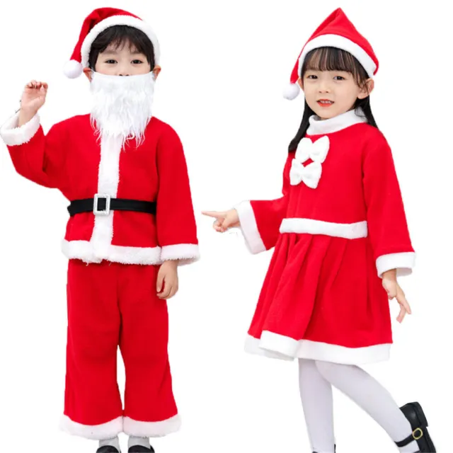 Kids Boys Girls Santa Claus Cosplay Costume Father Christmas Suit Fancy Dress♤